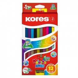 CREIOANE COLORATE 12 CULORI + ASCUTIT. TRIUNGHIULARE JUMBO KORES