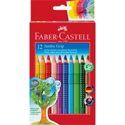 CREIOANE COLORATE 12 CULORI + ASCUTITOARE JUMBO GRIP FABER-CASTE