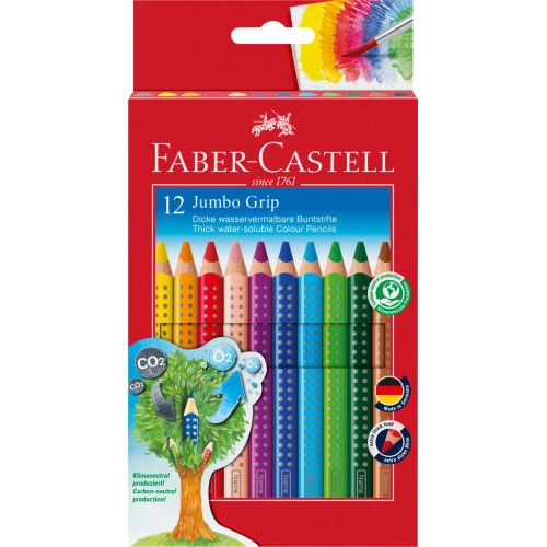 CREIOANE COLORATE 12 CULORI + ASCUTITOARE JUMBO GRIP FABER-CASTE
