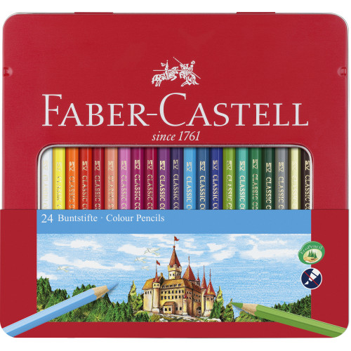 CREIOANE COLORATE 24 CULORI CUTIE METAL-2 FABER-CASTELL