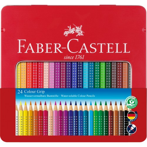 CREIOANE COLORATE 24 CULORI CUTIE METAL GRIP 2001 FABER-CASTELL