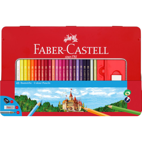 CREIOANE COLORATE 48 CULORI + 4 ACCESORII CUTIE METAL FABER-CAST