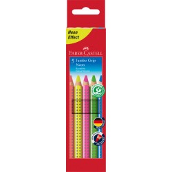 CREIOANE COLORATE 5 CULORI NEON JUMBO GRIP FABER-CASTELL