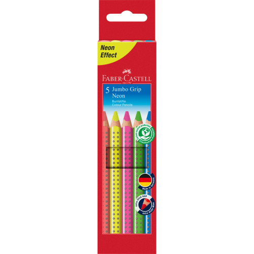 CREIOANE COLORATE 5 CULORI NEON JUMBO GRIP FABER-CASTELL