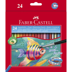 CREIOANE COLORATE ACUARELA 24 BUC + PENSULA FABER-CASTELL