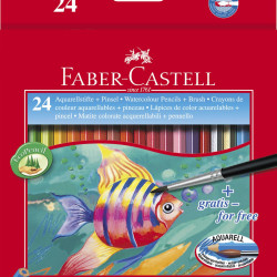 CREIOANE COLORATE ACUARELA 24 BUC + PENSULA FABER-CASTELL