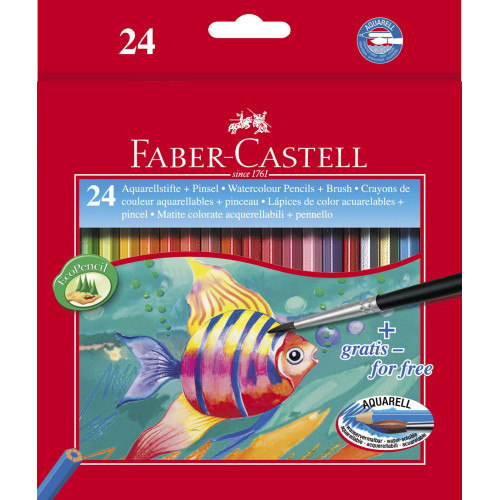 CREIOANE COLORATE ACUARELA 24 BUC + PENSULA FABER-CASTELL