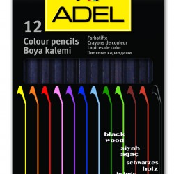 CREIOANE COLORATE LEMN NEGRU 12 CULORI ADEL
