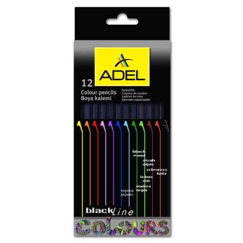CREIOANE COLORATE LEMN NEGRU 12 CULORI ADEL