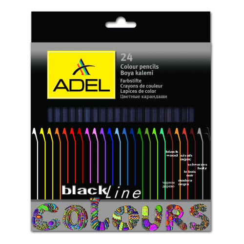 CREIOANE COLORATE LEMN NEGRU 24 CULORI ADEL