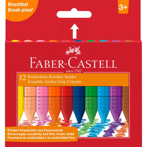 CREIOANE COLORATE PLASTIC 12 CULORI JUMBO GRIP FABER-CASTELL