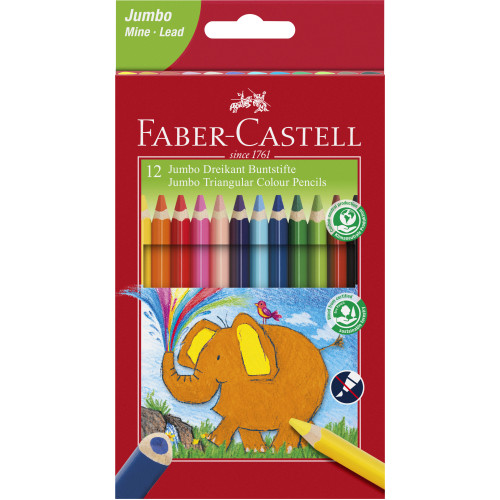 CREIOANE COLORATE TRIUNGHIULARE JUMBO 12 CULORI FABER-CASTELL