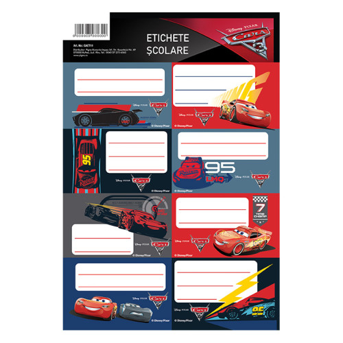 ETICHETE SCOLARE 40/SET CARS 3 PIGNA