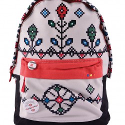 RUCSAC ETHNO CANVAS GRI-ROSU PIGNA