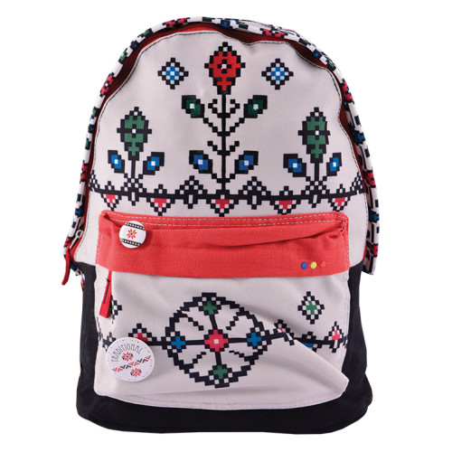 RUCSAC ETHNO CANVAS GRI-ROSU PIGNA