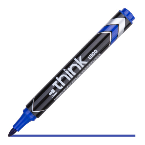 MARKER PERMANENT ALBASTRU VARF ROTUND 1.5MM DELI