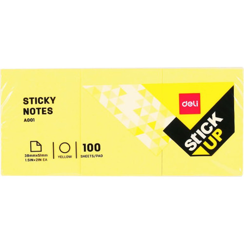 NOTES ADEZIV 3*38*51MM GALBEN 100 FILE DELI