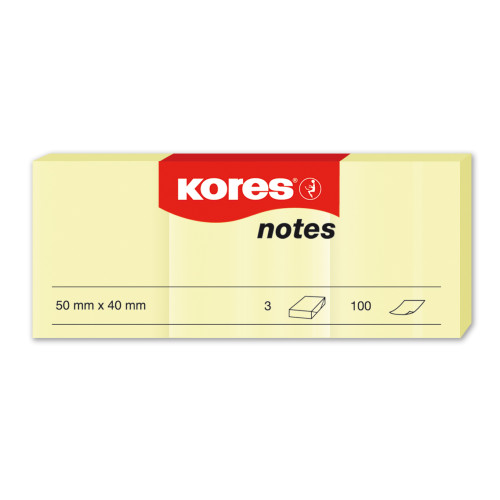NOTES ADEZIV 40*50MM GALBEN PAL 3*100 FILE KORES