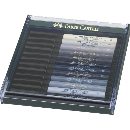 CUTIE 12 CULORI PITT ARTIST PEN NUANTE DE GRI FABER-CASTELL