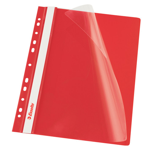DOSAR PLASTIC CU SINA SI MULTIPERFORATII ROSU 10/SET ESSELTE