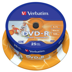 DVD-R PRINTABIL 25/SET VERBATIM 4.7GB 16X 43538