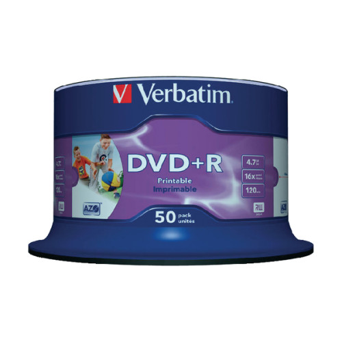 DVD+R PRINTABIL 50/SET VERBATIM 4.7GB 16X 43512