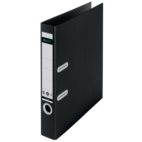 BIBLIORAFT PLASTIFIAT 5CM 180GRADE NEGRU RECYCLE FSC LEITZ