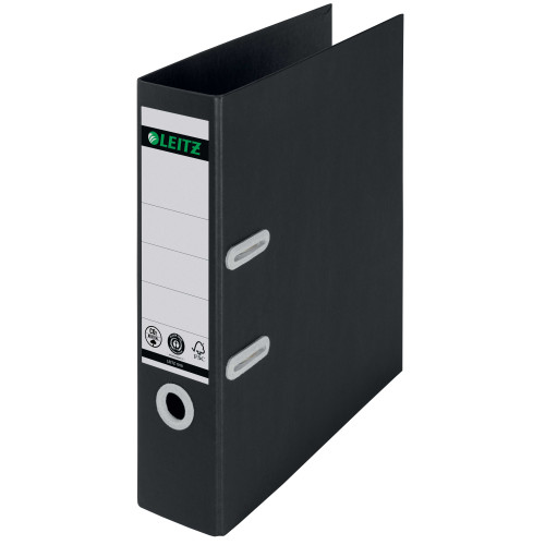 BIBLIORAFT PLASTIFIAT 8CM 180GRADE NEGRU RECYCLE FSC LEITZ