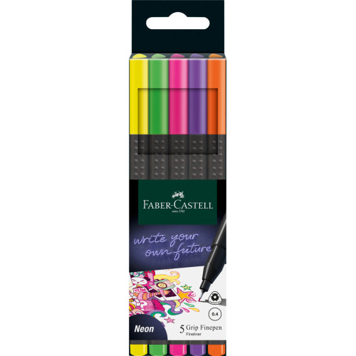LINER 0.4MM SET 5 BUC NEON GRIP FABER-CASTELL