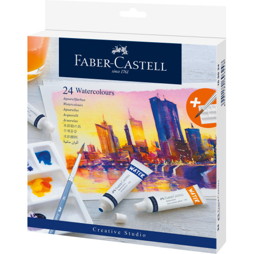 TEMPERA ACUARELE 24 CULORI 9ML + PALETA FABER-CASTELL