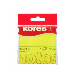 NOTES ADEZIV 75*75MM GALBEN NEON 100 FILE KORES