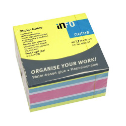 NOTES ADEZIV 75*75MM ROZ-ALBASTRU-GALB- ALB 450 FILE INFO NOTES