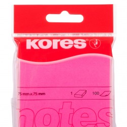 NOTES ADEZIV 75*75MM ROZ NEON 100 FILE KORES