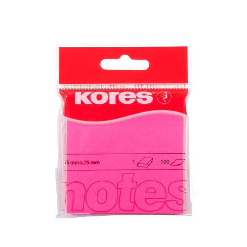 NOTES ADEZIV 75*75MM ROZ NEON 100 FILE KORES