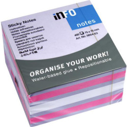 NOTES ADEZIV 75*75MM ROZ-VIOLET- ALB 450 FILE INFO NOTES