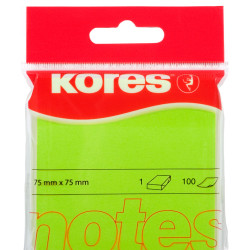 NOTES ADEZIV 75*75MM VERDE NEON 100 FILE KORES