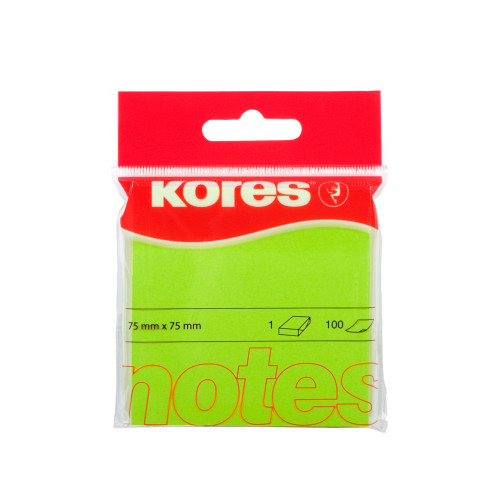 NOTES ADEZIV 75*75MM VERDE NEON 100 FILE KORES