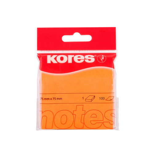 NOTES ADEZIV 75x75MM PORTOCALIU NEON 100 FILE KORES