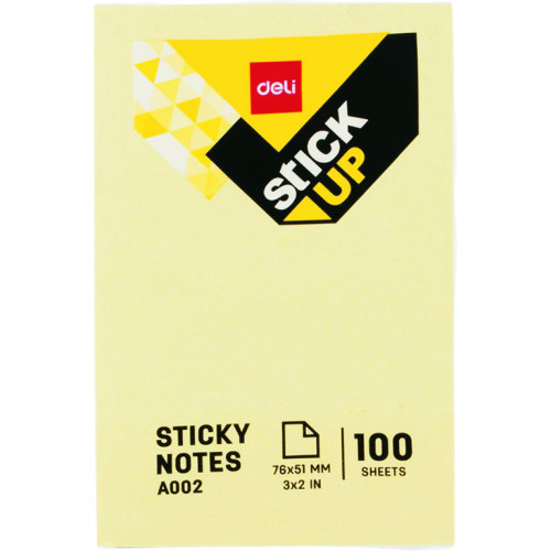 NOTES ADEZIV 76*51MM GALBEN 100 FILE DELI