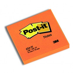 NOTES ADEZIV 76*76MM PORTOCALIU NEON 100 FILE POST-IT 3M