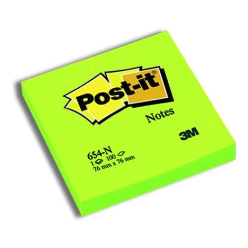 NOTES ADEZIV 76*76MM VERDE NEON 100 FILE POST-IT 3M