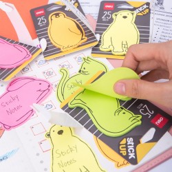 NOTES ADEZIV ANIMALE 76*76MM 25 FILE DELI