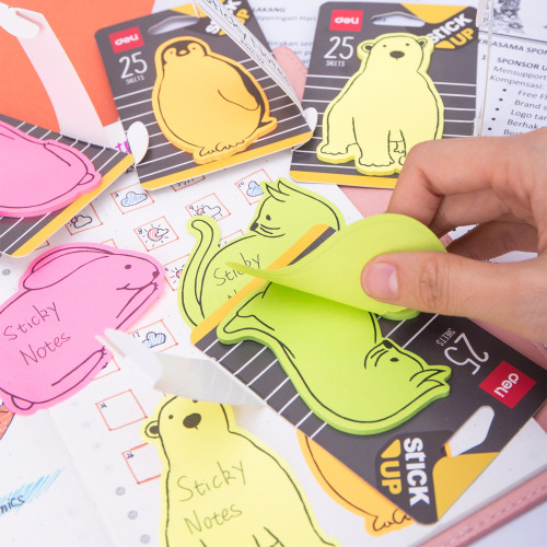 NOTES ADEZIV ANIMALE 76*76MM 25 FILE DELI