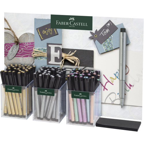 PITT ARTIST PEN METALIC 3*30 BUC DISPLAY PLASTIC FABER-CASTELL