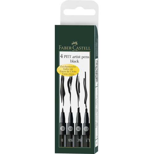 PITT ARTIST PEN SET 4 BUC NEGRU FABER-CASTELL