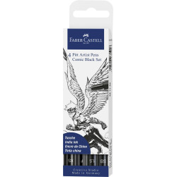 PITT ARTIST PEN SET 4 COMIC NEGRU FABER-CASTELL