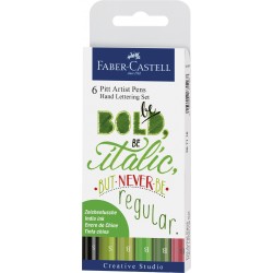 PITT ARTIST PEN SET CALIGRAFIC 6 BUC VERDE FABER-CASTELL