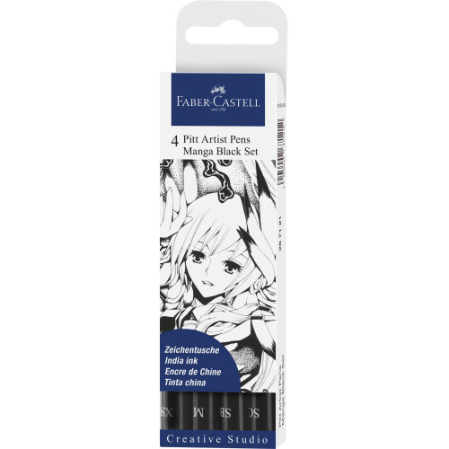 PITT ARTIST PEN SET MANGA 4 BUC NEGRU FABER-CASTELL