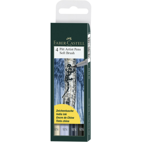 PITT ARTIST PEN SOFT BRUSH SET 4 BUC FABER-CASTELL