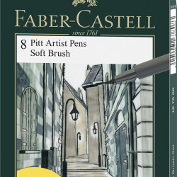 PITT ARTIST PEN SOFT BRUSH SET 8 BUC FABER-CASTELL